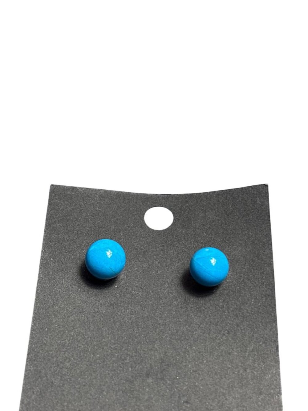 Blue Glass Bead Stud Earrings 0.25 inch